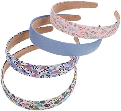 HOMSFOU 8 Pcs Floral Hair Band Headbands for Women Athletic Rhinestone Hair Hoop Girls Hairband Hair Accessories for Women Wedding Yoga Hair Band Wide Headband Ribbon Fabric Bride Make up