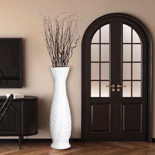 POPGRAT Tall White Floor Vase 30 Inches, Handmade Large Modern