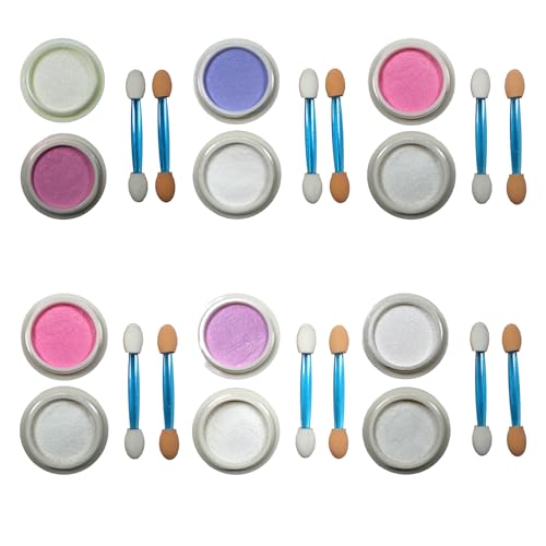 Potes de Cromo Holográfico e Glitter para Unhas, Kit com 12 Peças (HS-801)