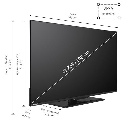 Toshiba 43 Zoll VIDAA TV Fernseher (4K UHD Smart TV, HDR Dolby Vision, Triple-Tuner, Bluetooth, Dolby Audio) 43UV3463DAW – Bild 3