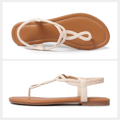 Image of zeetoo Women's Flat Sandals Summer T-StrapThong Bohemian Casual Comfortable Dressy Sandals for Women