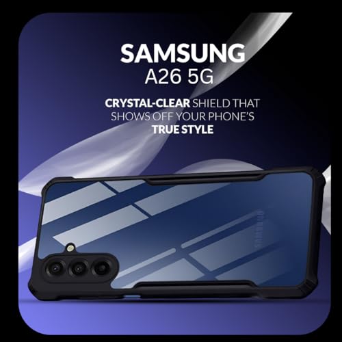 Image of Back Cover Case + Screen Protector for Samsung Galaxy A26 5G | Transparent Black | TPU & PC Anti Yellow Mobile Phone Case Cover for Samsung Galaxy A 26 / A26 5G | 360 Degree Protection