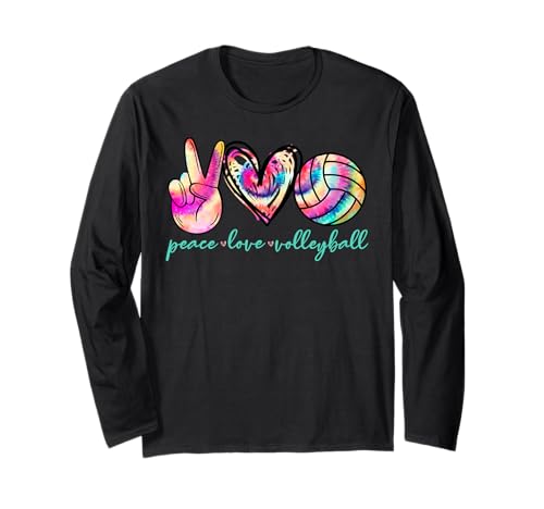 Peace Love Volleyball Player Tie Dye Style Women Teen Girls Long Sleeve T-Shirt