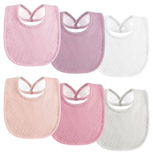 Image of Kewlife gift Muslin Baby Bibs 6-Pack Baby Drool Bandana Bibs for Baby Girls Boys Infant Newborn Toddler Drooling and Teething