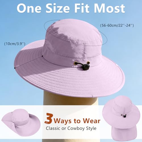 Image of ZOORON Sun Hats for Men Women Fishing Hat with Neck Flap,UPF 50+ Sun Hat Waterproof Wide Brim Bucket Hats for Safari Hiking