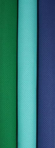 Image of KCS 3 pc of 15 inch x 18 inch(38cmx45cm) 14 Count Cross Stitch Cotton Aida Cloth Needlework Rolled Fabric Box,14CT,Green+Sea Green+Jeans Blue