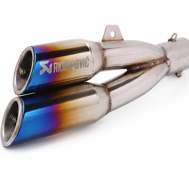 Universal Dual Mouth Motorcycle Exhaust Silencer Muffler with Twin Outlet Design Stylish Chrome Finish Performance Bike Exhaust Pipe-image-32