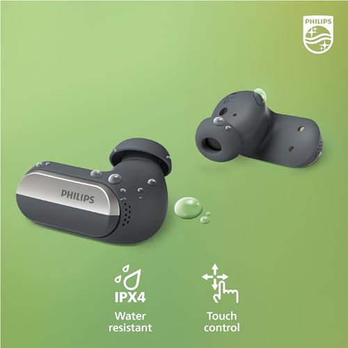 Image of Philips T6908 True Wireless Headphones with Hybrid Noise Canceling Pro (ANC), Conversation Hearing Mode, Bluetooth Multipoint, IPX4 Water Resistance, Black