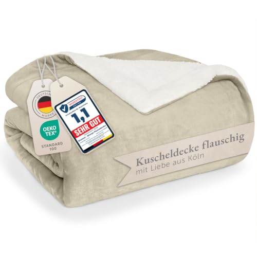Blumtal Premium Sherpa Kuscheldecke flauschig 150x200 cm - Oeko-Tex zert. Sofa Decke mit dicker Sherpa-Innenseite - super flauschige Decke… – Ansicht 1