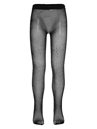 Kids Girls Rhinestone Fishnet Stockings Mesh Hollow Out Pantyhose Tights Footed Leggings