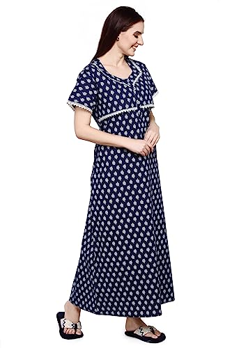 Image of Evolove Women's Cotton Long Maxi Maternity Feeding Night Gown with Pockets, Super Soft Comfortable (LNG-Feeding)