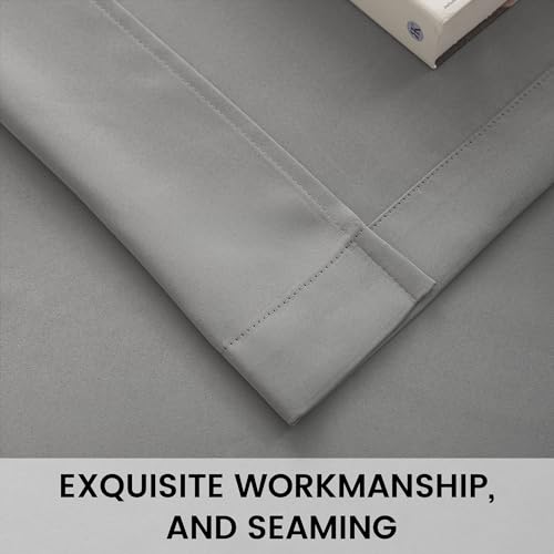 Phating Graue Raumverdunkelungsvorhänge, schwer entflammbar, entspricht NFPA701-Test, Schalldämmung, Wärmedämmung, Vorhänge (2 Paneele, Grau, 132 x 243,8 cm)