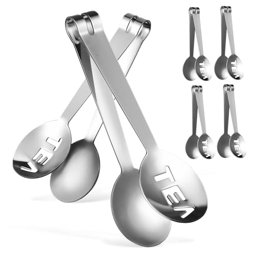 CIYODO 6-in-1 Tea Clip Set Stainless Steel Teabag Squeezer Strainer Tongs for Cooking Entertaining