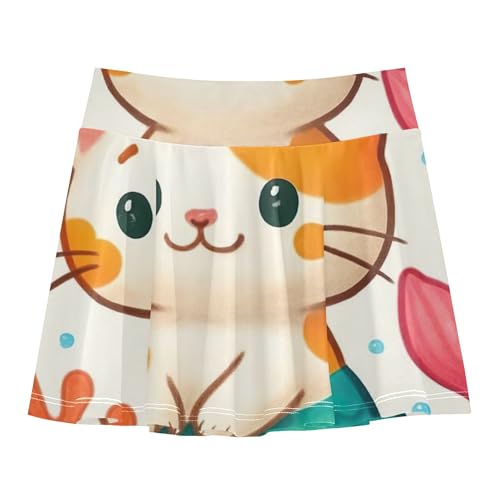 Tennis Skirts for Kids Cute Cartoon Cat Girls Skorts Athletic Shorts Floral Little Girl 4t