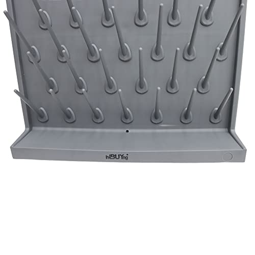 Intbuying Bottle Drying Rack Pegboard Wall Mounted Desk Grey 52 Pegs Removable Pp Glassware Drying Draining Rack Education&Lab Cleaning Equipment #TOP2