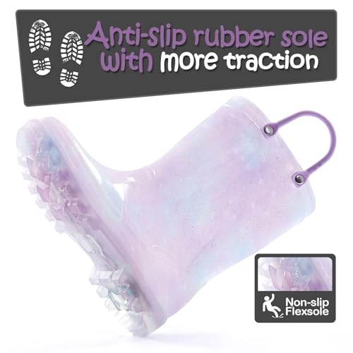 K KomForme Kids Rain Boots, Waterproof Light up Boots with Easy-on Handles4