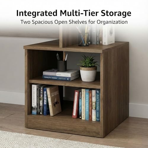 Image of FFO Wooden Computer Table with Storage - Study Desk for Students & Adults, Writing Table, Laptop Desk, Office Work Table for Home (Forest & White) DIY.