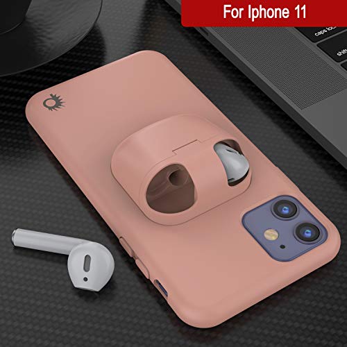Punkcase Iphone 11 Airpods Case Holder (Centerpods Series) | Slim & Durable 2 In 1 Cover Designed For Iphone 11 (6.1") | Protects Your Phone & Stores Your Airpods Gen. 1 & 2 [Pink] #TOP3