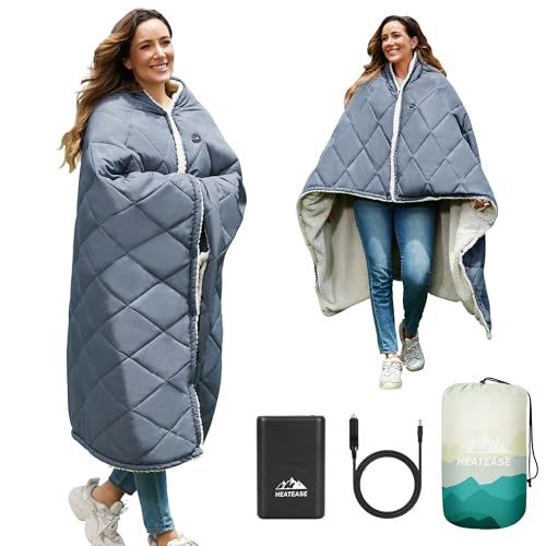 Battery-Operated Heated Blanket Shawl, 12V, 50"x70