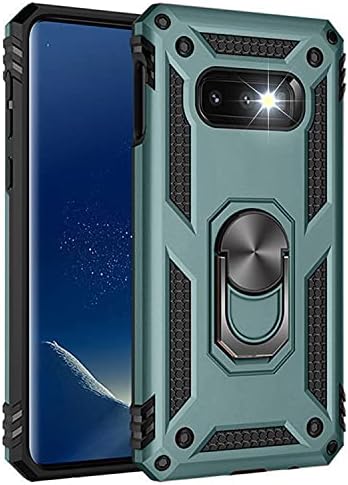 Galaxy S10e Case Kickstand Heavy Duty Armor Rugged Dual Layer Full Body Shockproof Screen Camera Protection Built-in Ring Stand Magnetic Samsung S10e 5.8" Phone Hard Back Cover for Men Women Green
