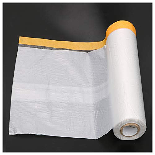 Lehom Automotive Masking Paper Plastic Pretaped Masking Film 6 Rolls 9 x 67 FT Painting Protection Covering Film Rubber Adhesive Masking Film for Painting