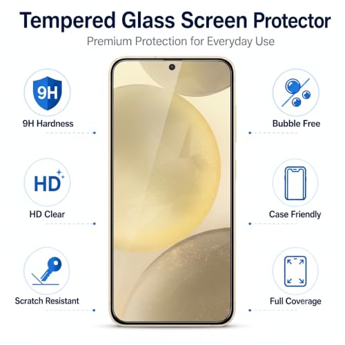Image of Tempered Glass for Samsung Galaxy S24 and Galaxy S24 Snapdragon Edition (6.2Inch) Bubble Free Installation | Case Friendly HD Clear Guard
