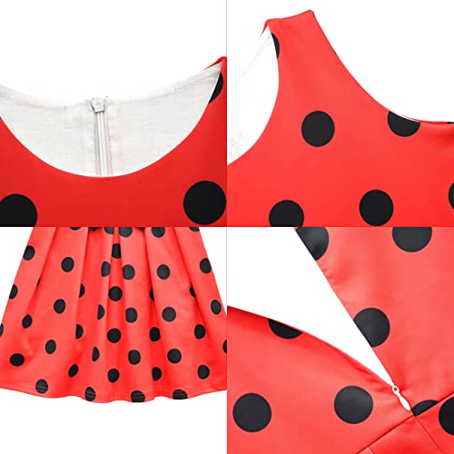 Dressy Daisy Ladybug Costumes Red And Black Polka Dot Fancy Dress For Little Girls Halloween Birthday Party Outfits Summer Casual Wear Size 8 Red 289 #TOP4