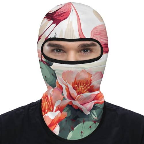 Balaclava máscara facial Green Flamingo Rose Flowers para hombres y mujeres con protección solar y transpirable, cobertura completa para senderismo, ciclismo, correr y conducir miniatura 1
