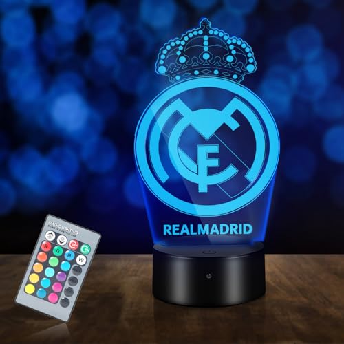 HooJtny Lampe madrid, 3D Foot Veilleuse pour Enfants, 16 Couleurs USB Rechargeable, Deco de la Chambre Garçon, Cadeau pour fans, Garçon, Enfants
