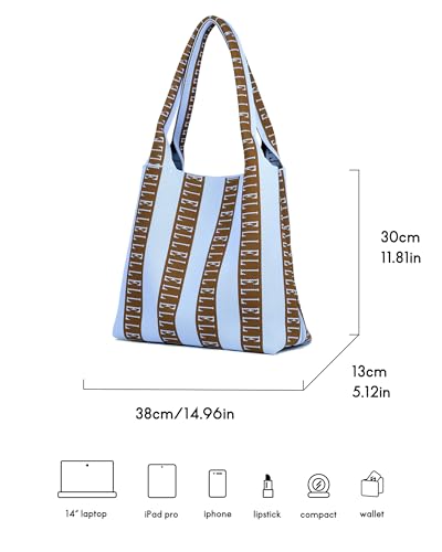 Bolso grande ELLE tipo tote tejido rayado miniatura 5