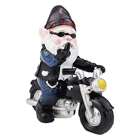 UBERMing Biker Gnomes Garden Ornaments 13 cm Funny Gnome Riding Motorcycle Outdoor Statues Resin Garden Gnomes Figurines for Patio Lawn Yard Art Decoration Cover