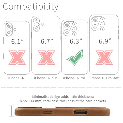 Coque iPhone 16 Pro cuir véritable Dockem pour ne plus oublier vos cartes