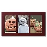 Adeco PF0270 Decorative Walnut Color Wood Wall Hanging Picture Collage Photo Frame, 3 Divided Openings, 4x6