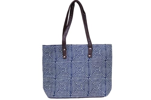 Image of P S Traders Online Women's Traditional Ikkat Cotton 5 Pieces Combo Bag - Blue