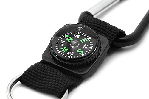 PRECORN Schlüsselanhänger mit Kompass und Karabiner - Outdoor Accessoire für Camping und Wandern - Robuster Rucksack Anhänger mit Notfall Kompass - Ideales Outdoor Zubehör