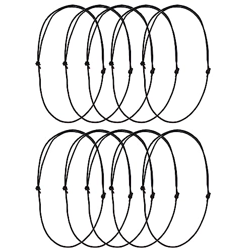 Set of 10 Adjustable Leathers Cords Necklace Rope Black Choker Necklace Cords Jewelry Findings for Jewelry Making