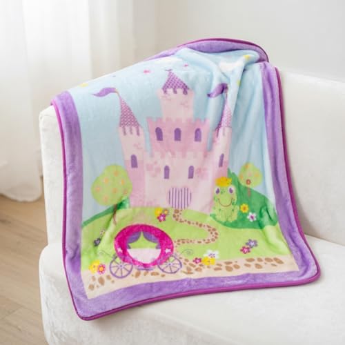 Image of EVERYDAY KIDS Toddler Throw Blanket - 30 inch by 40 inch - Princess Storyland - Super Soft, Plush, Warm and Comfortable