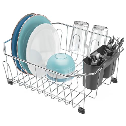 GSlife in Sink Small Dish Drying Rack - Stainless Steel Dish Drainer for RV Kitchen Apartment Sink, 13.4' L x 11.6' W, Silver