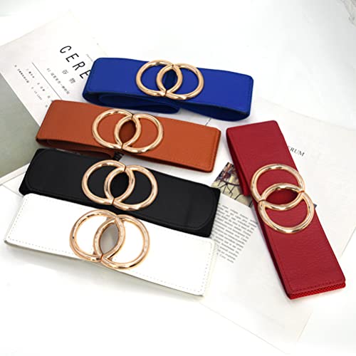 Women's Elastic Wide Stretchy Waist Cinch Belt Double Ring Buckle Waistband for Dresses Ladies4