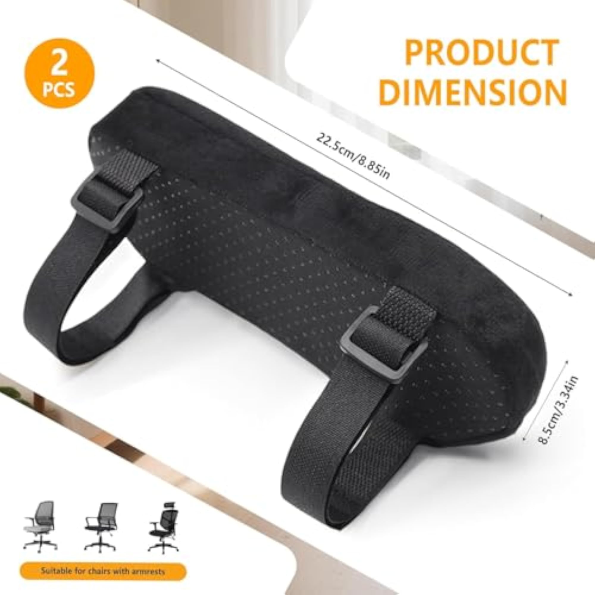Ergonomic Memory Foam Office Chair Armrest Pads, 2 Pack