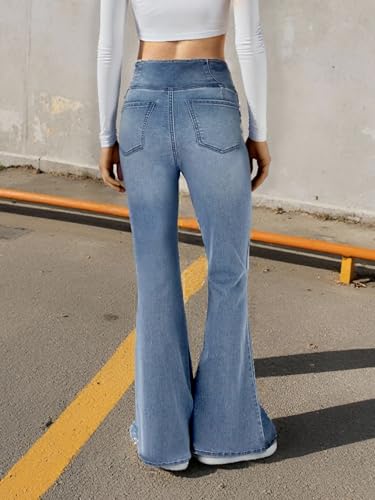 Women's High Waisted Bell Bottom Bootcut Jeans Flare Jeans Stretch Pants in Petite, Midsize, Plus Size4