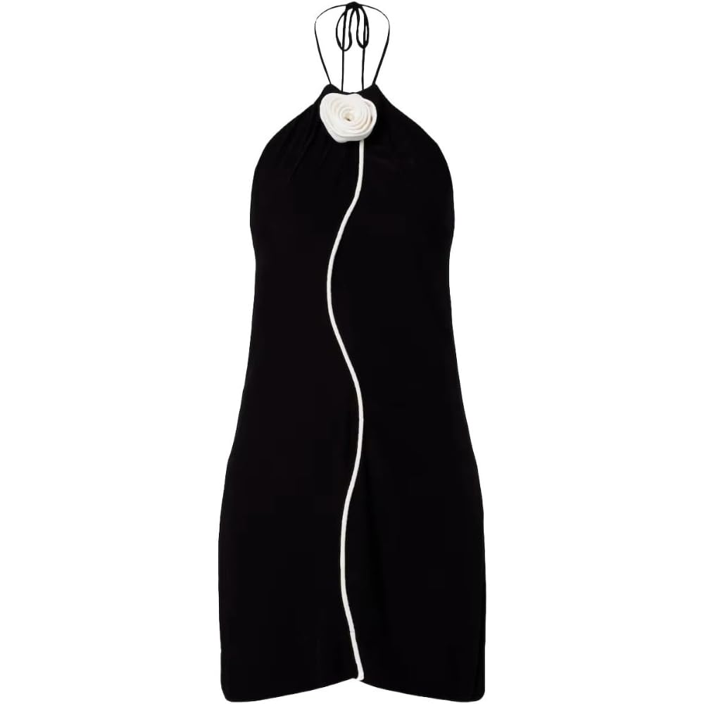 Women's Black & White Flower Sleeveless Mini Dress