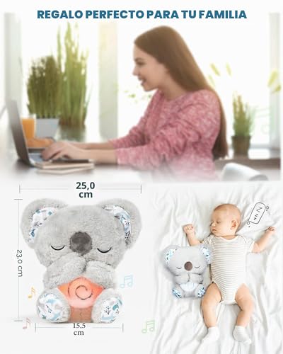 Koala de peluche con 10 canciones Auby FR461553 luces para niños 7