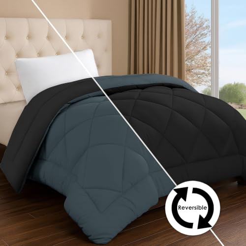 Image of Story@Home Reversible AC Comforter 220 GSM Lightweight Microfiber Summer Blanket for Single Bed (90x60 Inches) | Soft Cooling Quilt, Breathable All Season Duvet for AC Room - Black & Grey