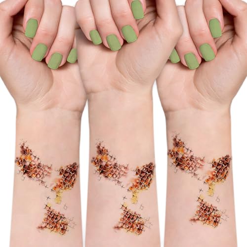 Gold Snake Scales Tattoo Stickers for Helloween Decoration, Python Scales