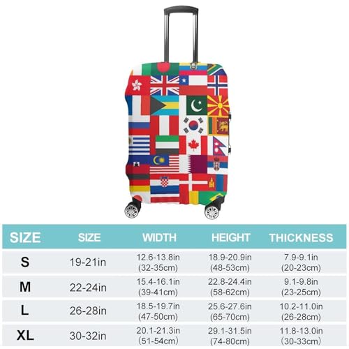 World Country Flags Travel Luggage Cover for Suitcase 19-32 Inches Elastic Washable Baggage Protector2