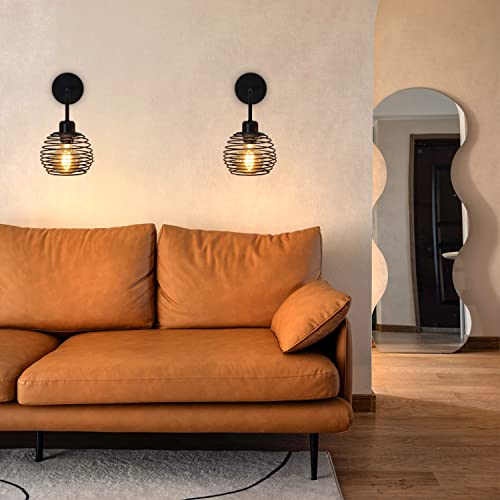 ZMH wandlamp binnen Wandkandelaar vintage - retro zwart woonkamer slaapkamer keuken industriële wandverlichting metaal… - Afbeelding 3