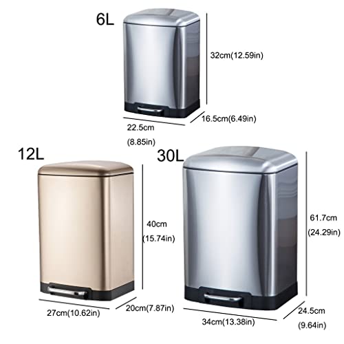 Caneca de basura a pedal silenciosa 12L miniatura 2
