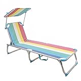 Arcoiris Tumbona Aluminio, Tumbona Reclinable con Respaldo y Parasol Reclinables, 4 Posiciones, Plegable, Ligera,Carga 150 kg, para Jardín (Pack 1, Multicolor)