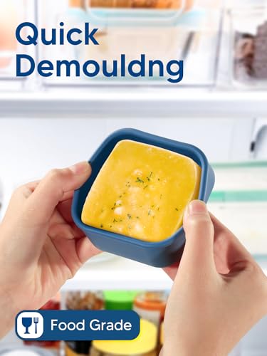 Image of 8PCS 1 /2 Cup Silicone Freezer Molds with Lid, 4oz Soup Freezer Molds